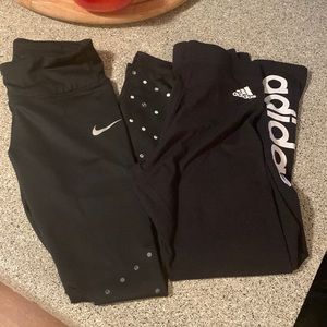 Nike/Adidas bundle women’s size XS leggings pants (NikeNWOT) (Adidas Used ones)